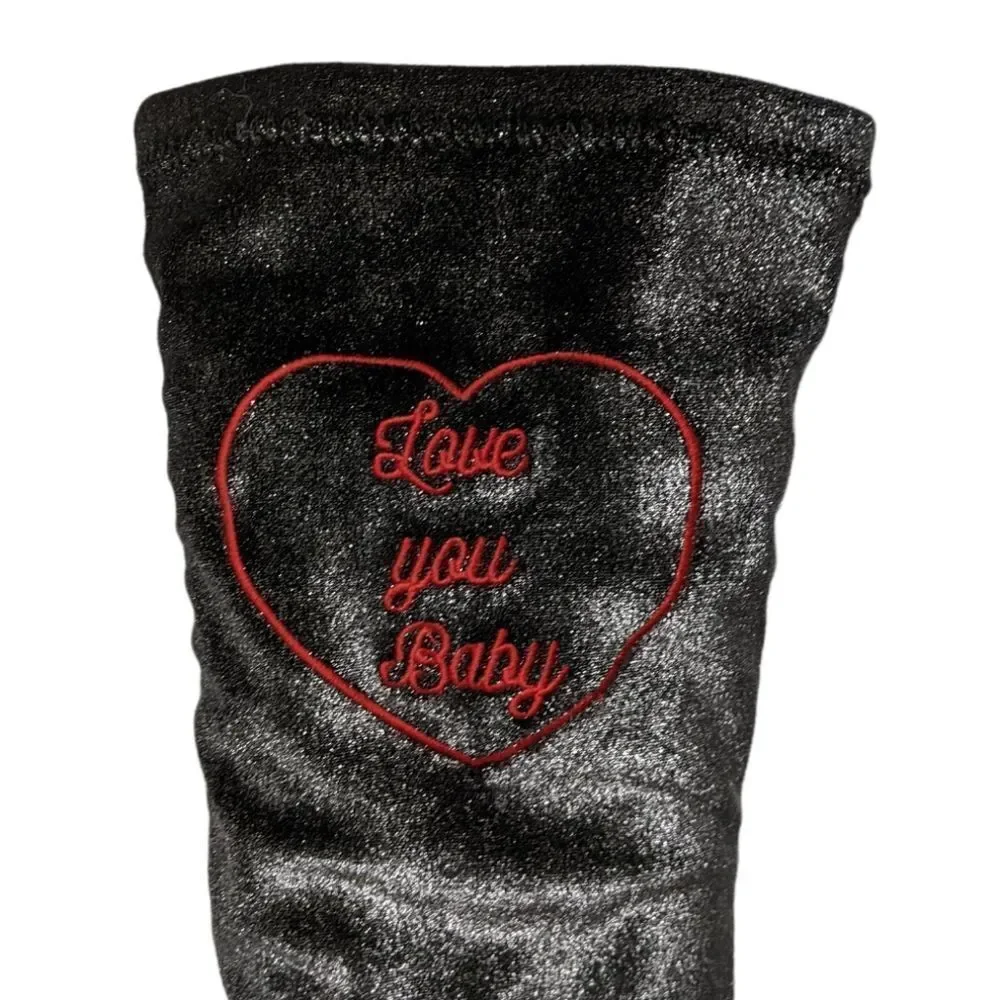 CHIARA FERRAGNI Metallic Glitter Love Stretch Over the Knee Boots 38
